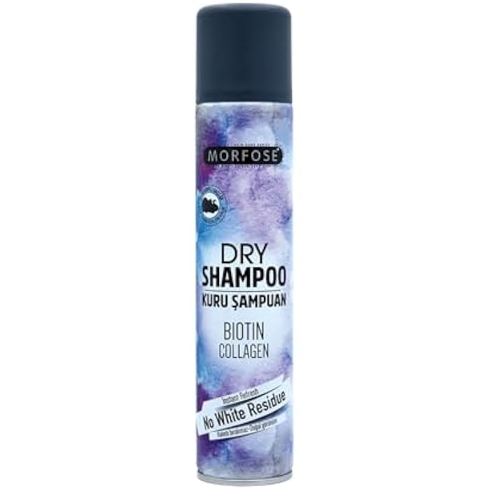 Morfose Dry Shampoo With Biotin & Collagen For Dark Color Hair 200ml, No White Residue, Instant Refresh, Made In Turkey